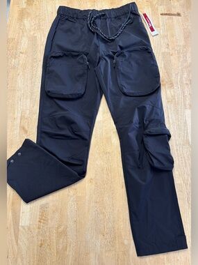 Women’s Black Cargo Track Pants with Pocket Details
